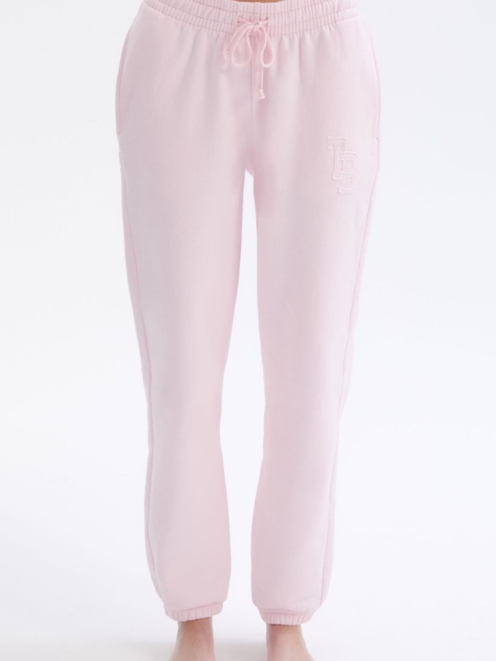 The Bar Heritage Sweatpants XS Joggers Blush Pink Logo Cotton Pockets Drawstring
